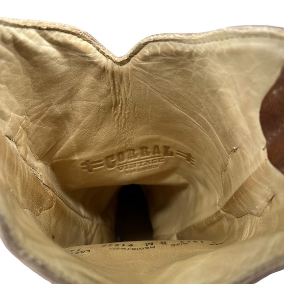 Vintage Corral Crater Turquoise Inlay studded laser cut western womens boot Sz 8 - Picture 8 of 9